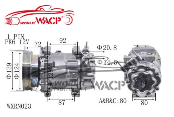 12V 6PK SD7V16 Compressor de Ar Condicionado Automotivo para Renault Duster Clio Megane Nissan WXRN023