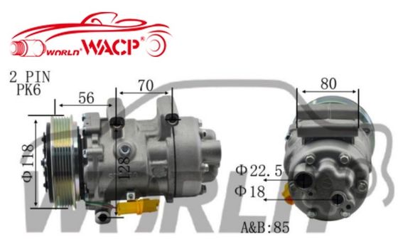 1444 6V12 6PK Compressor de veículo Ar condicionado de carro 12V Para Peugeot307 1.6 WXPG044