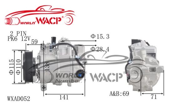 6SEU Compressor de CA de automóvel 8K0260805J 2483001600 Para Audi A4/A5/A6/Q5 2003-2017 WXAD052
