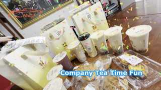 Chegou a hora do nosso divertido chá da tarde na empresa novamente. Obrigado, Empresa Weixing.